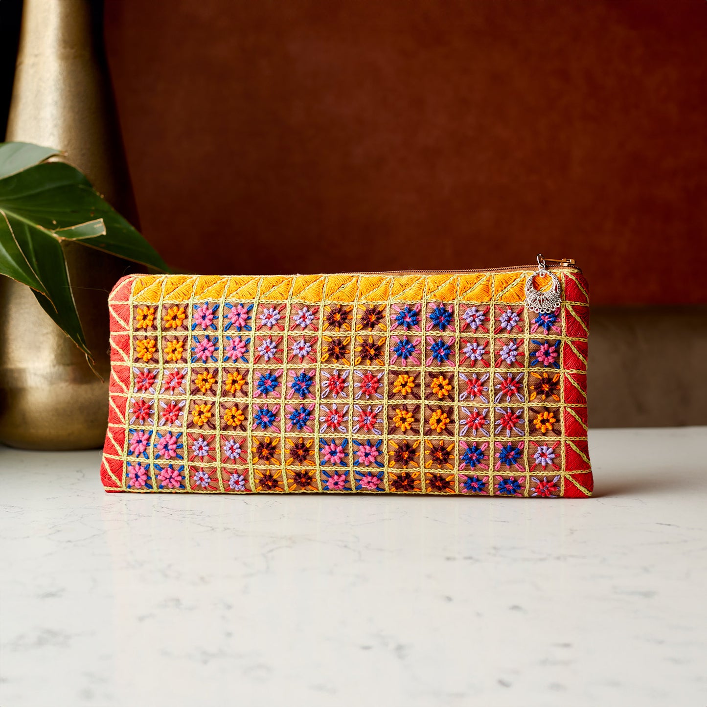 Hand Embroidered Rectangular Pouches