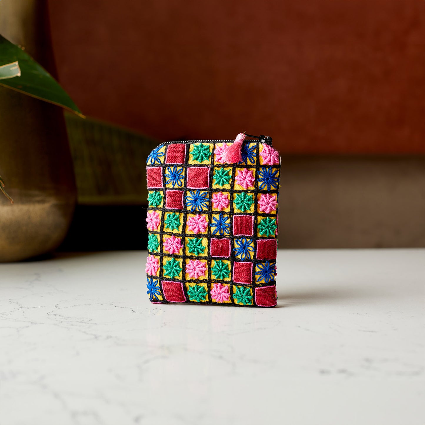 Hand Embroidered Square Pouches