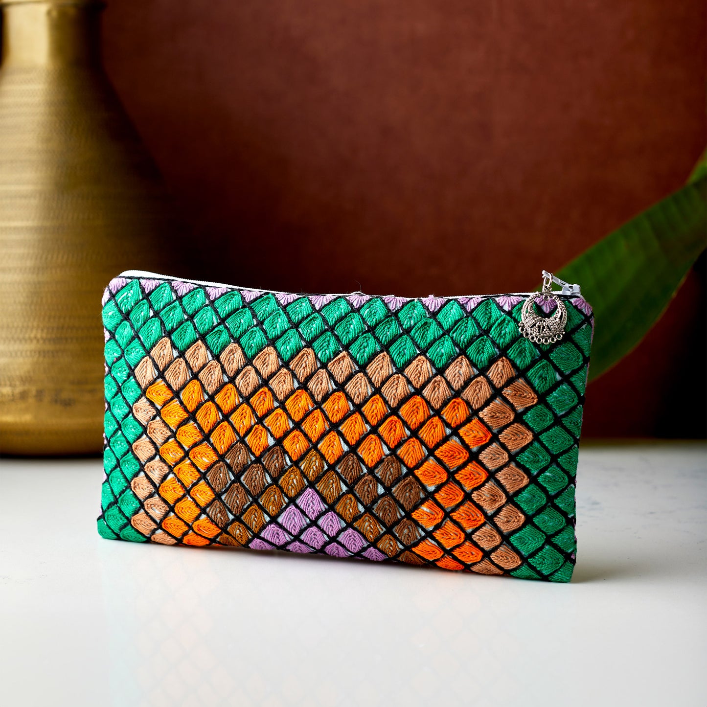 Hand Embroidered Rectangular Pouches