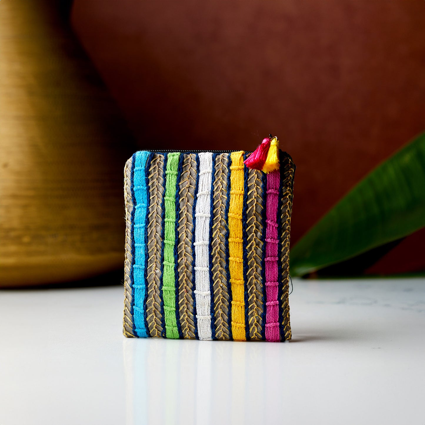 Hand Embroidered Square Pouches