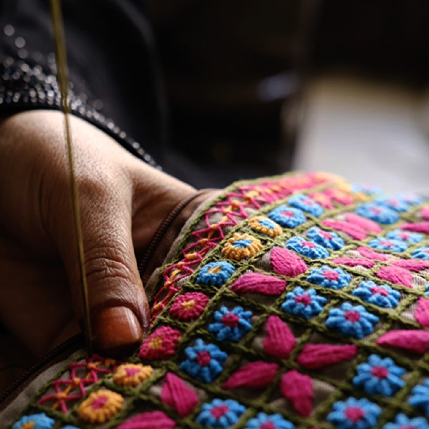 Hand Embroidered Square Pouches