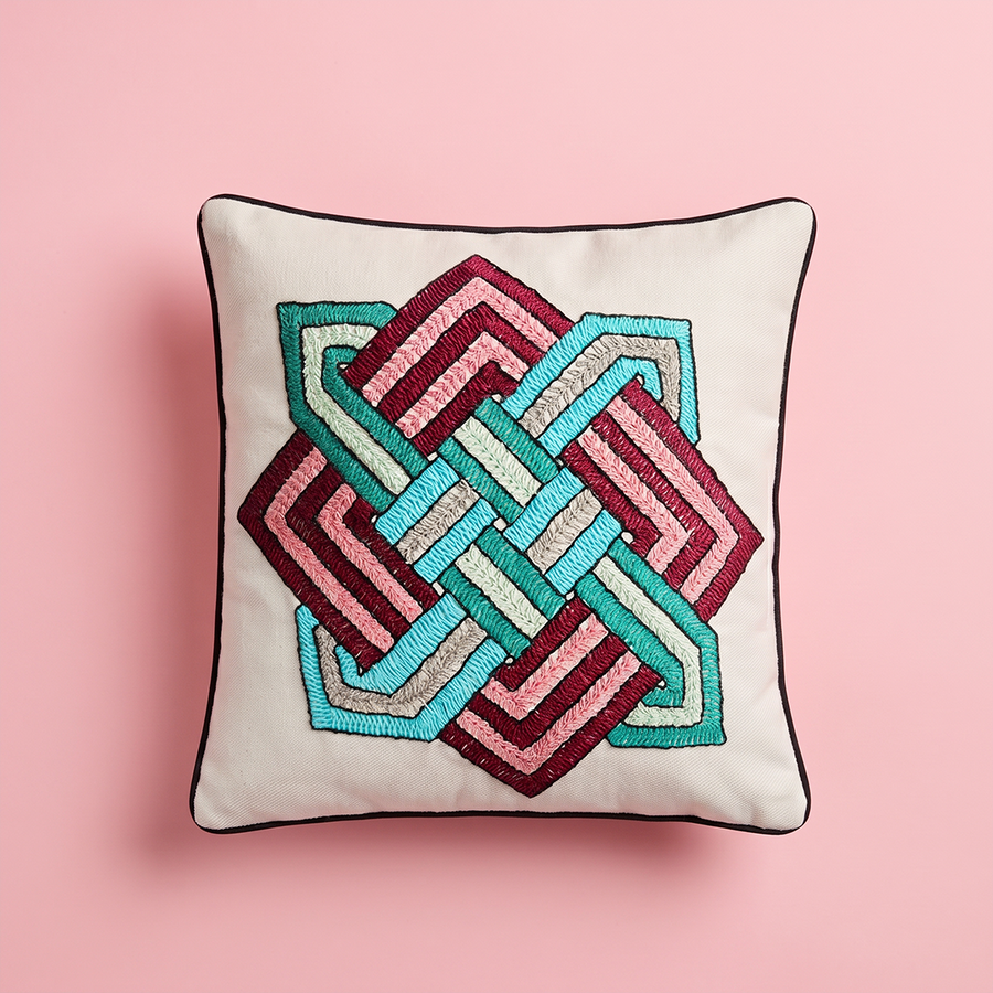 Hand-Embroidered Cushion Cover by Lowtfiyah