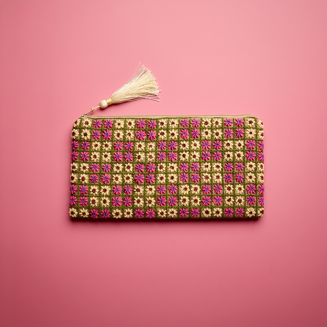 Hand-Embroidered Pouch by Yousra