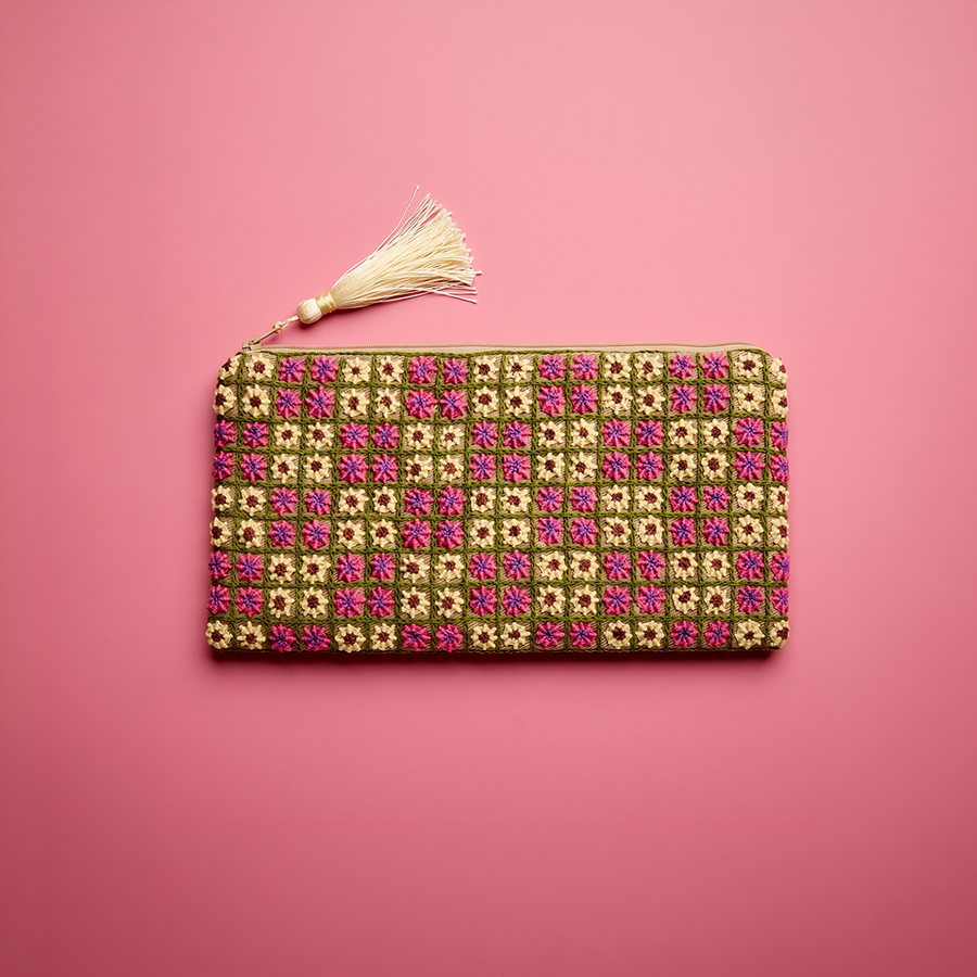 Hand-Embroidered Pouch by Bushra