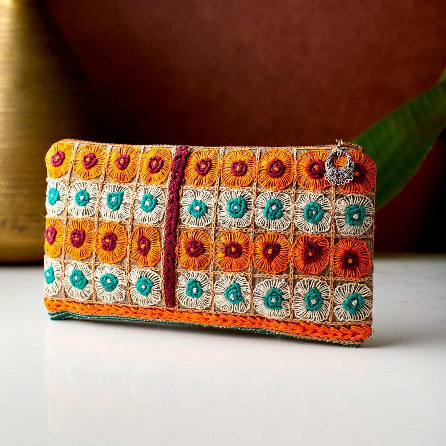 Hand Embroidered Rectangular Pouches